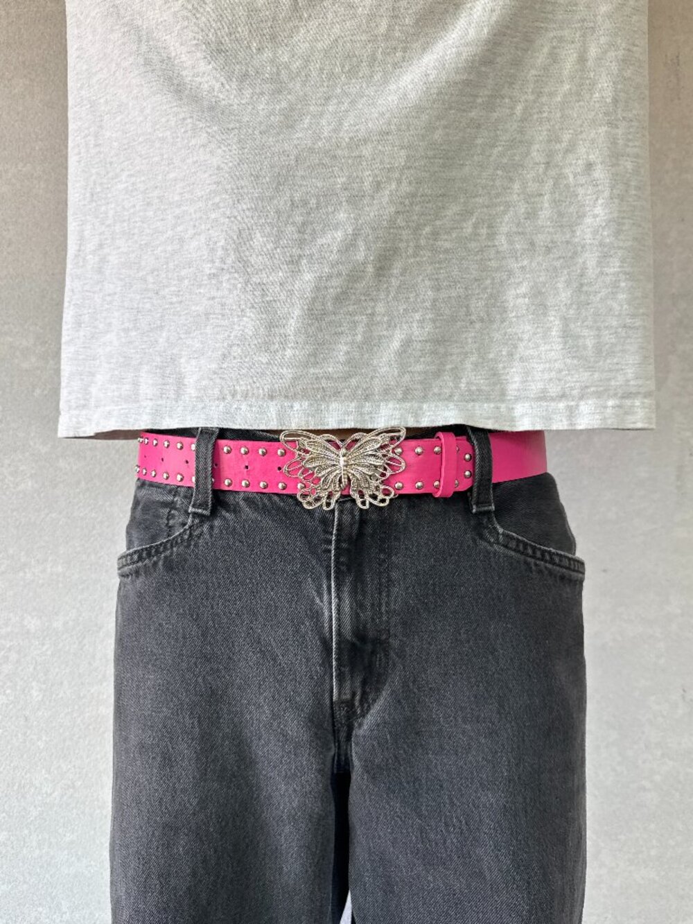Hot Pink Grommet Butterfly Buckle Belt